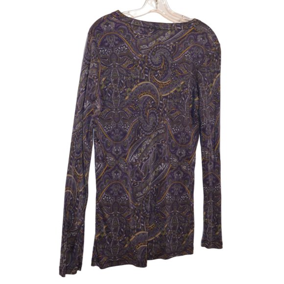 Winter Silks (R) 55% Silk 45% Viscose Long Sleeves V-Neck Purple Floral Prints L - Picture 1 of 6